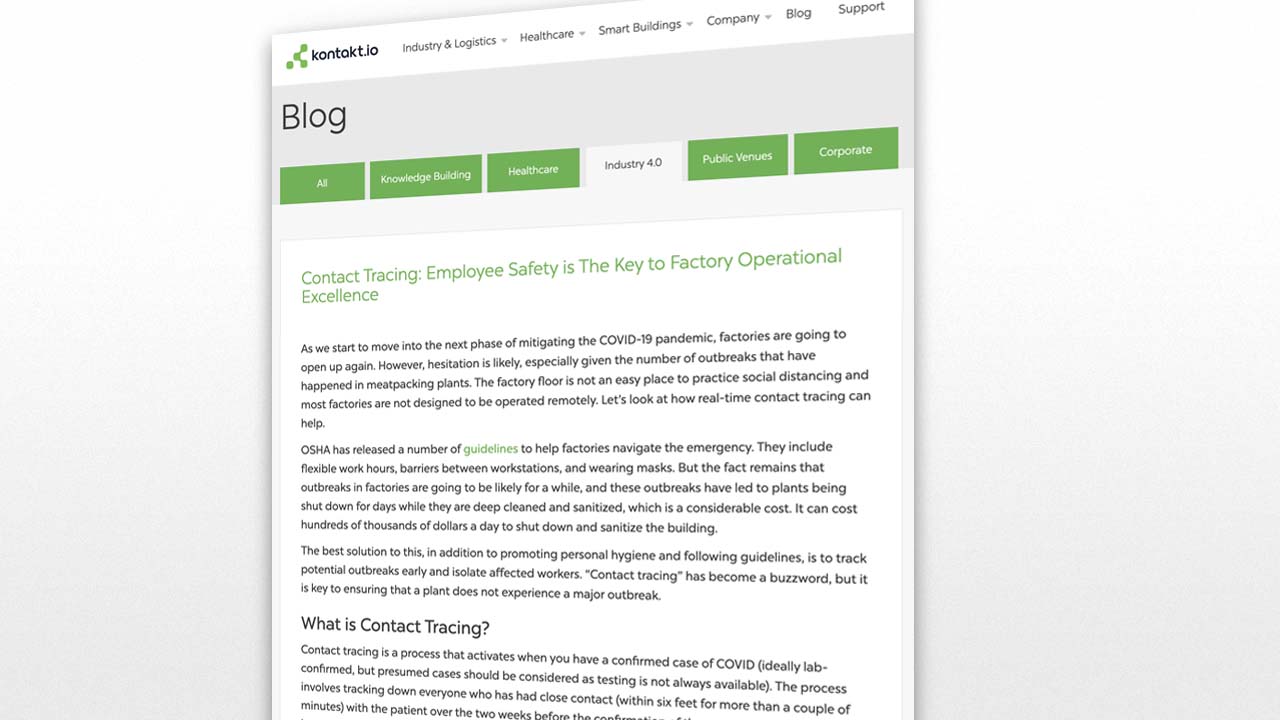 Kontakt.io Partner Blog: <br>Contact Tracing for Employee Safety