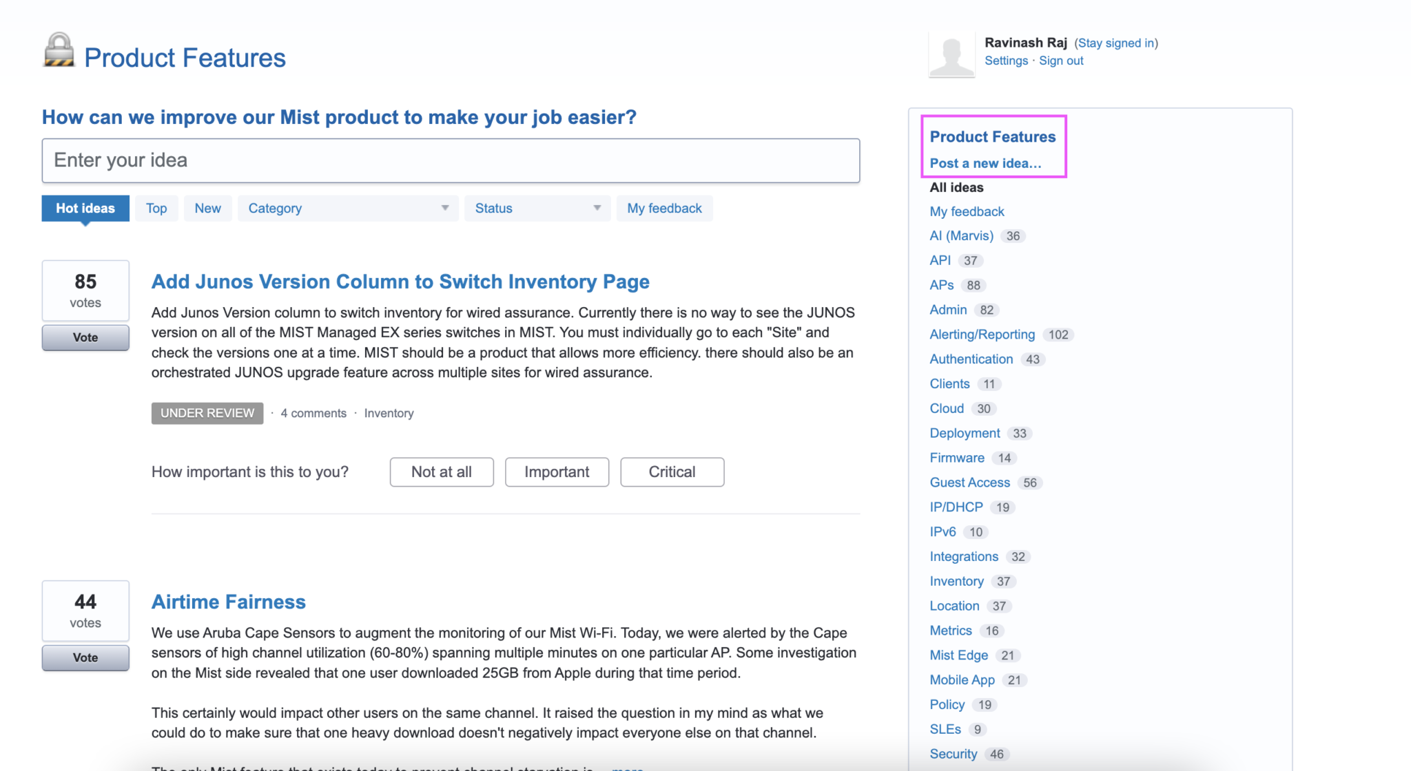 How to Create a Feature Request on the Mist Dashboard? - Mist