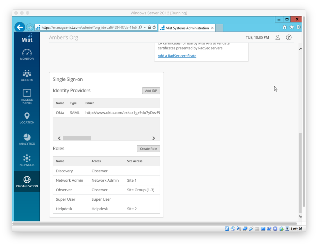 SAML Setup With ADFS Mist