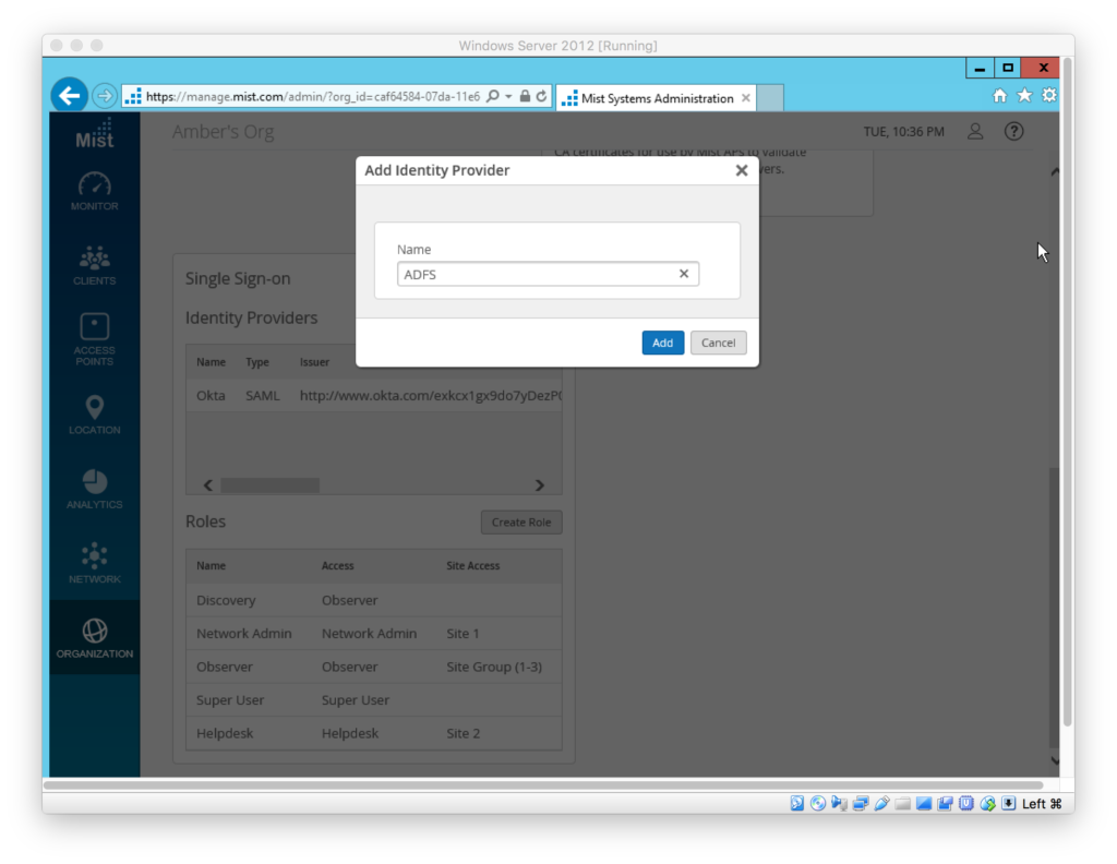 SAML setup with ADFS - Mist
