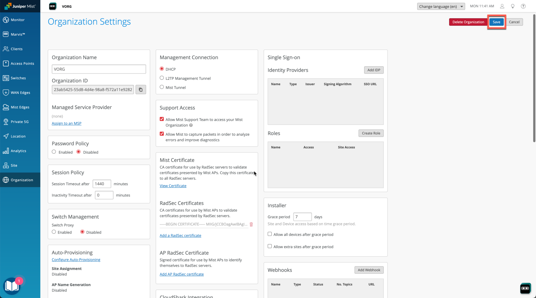 OpenRoaming Configuration using RadSec Proxy - Mist
